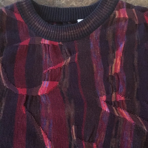 🔥VTG Coogi Style Protege Collection Maroon Multi Textured Crewneck Sweater L - Picture 4 of 11